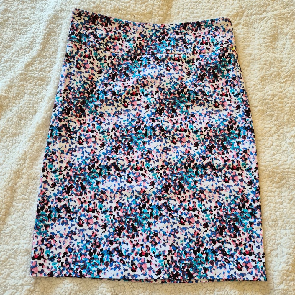 Margaret M Abstract Confetti Print Pencil Skirt Blue Pink Multi Size S/P Preppy